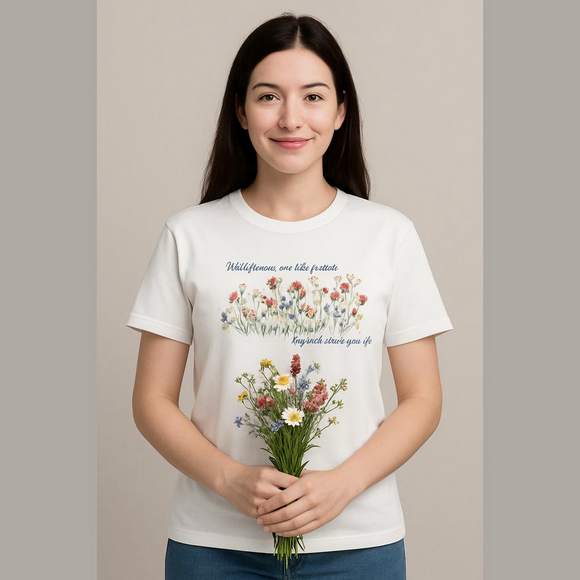 Bella Canvas Tops - White T-Shirt:
“Wildflowers are like friends, they add color to your life”